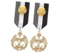 iplusmile Broches de Medalla de Metal para Niños y Niñas, Kit de 2 Piezas, Cinta del Primer Lugar, Estilo Naval, Accesorio para Juegos, Premios Escolares y Fiestas Infantiles