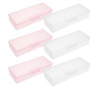 iplusmile Caja de Almacenamiento para Uñas Transparente, Plástico Duradero, 6 Piezas (3 Rosa 3 Transparente), Estuche Organizador Compacto para Herramientas de Manicura y Pedicura, Adecuado
