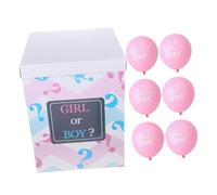 iplusmile Caja Revelación De Género Con Globos Rosas, Set Para Baby Shower, Incluye Pregunta y 6 Globos, Decoraciones Para Fiestas Ñiño, Experiencia Inolvidable Para Anuncio Niño o Niña