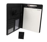 iplusmile Carpeta Multifuncional de PU y Contratos Organizador de Oficina con Clips Metálicos y Portalápices para Escuelas y Conferencias Diseño Compacto y Práctico Color Negro