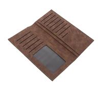 iplusmile Cartera Delgada Larga para Hombre Multitarjeta en Piel Sintética Marrón, Tarjetero Ultrafino con Ventana para Dni, Estilo Retro, Adecuado para Uso Diario y Viajes de Negocio