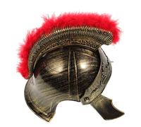 iplusmile Casco Romano Espartano Rojo con Pluma Dorada para Disfraz de Soldado Guerrero Ligero y Cómodo para Cosplay Halloween Fiestas y Eventos Escolares para Hombre Adulto y Adolescente