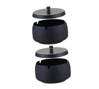 iplusmile Cenicero De Acero Inoxidable De 2 Piezas Cenicero para Cigarrillos Cigarros Vintage para Fumar De Metal para Oficina Hogar Hotel Color Negro