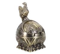 iplusmile Cenicero Vintage de Aleación de Zinc Resistente al Viento con Tapa y Diseño Esférico 3D Cenicero Metálico Portátil para Interiores y Exteriores Adecuado para y Obsequio de