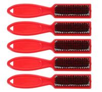iplusmile Cepillo para Barba con Mango Largo Rojo, 5 Unidades, Cepillo Alisador y Peine para Bigote, Kit de Cuidado Personal Masculino para Limpieza y Estilizado en Barbería y Viaje