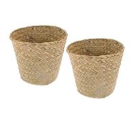 iplusmile Cesto de Basura Tejido de Algas Marinas Mini Bote de Basura Decorativo para Baño y Dormitorio Canasta Pequeña Multiusos Almacenamiento 2 Piezas
