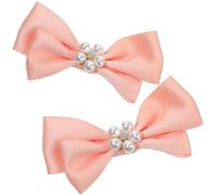 iplusmile Clips para Zapatos para Transformar la Apariencia de Zapatos Perlas y Lazo Rosa, Hebilla Decorativa de Tela y Metal 1 Par Delicado en Bodas y Fiestas