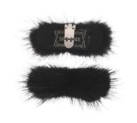 iplusmile Clips para Zapatos Pompón de Pelo de Extraíbles, Adornos Esponjosos Rectangulares Negros 7x3 Cm para Tacones Altos, Sandalias y Zapatos Planos, Accesorios de Bricolaje para Mujer