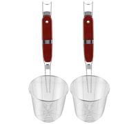 iplusmile Colador de Tipo Inoxidable Mango de Madera 2 Piezas Espumadera para Fideos y Verduras Resistente al Calor Utensilio de Cocina Practico