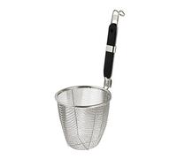 iplusmile Colador Inoxidable con Mango y Cesta Profunda para Pasta y Fideos Escurridor Resistente y Ligero para Cocina Profesional Mango Negro con Gancho para Colgar