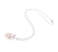 iplusmile Collar de Amatista Colgante Irregular de Piedra Áspera Rosa para Equilibrio Emocional y Liberación de Impurezas en Relaciones Familiares