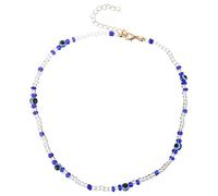 iplusmile Collar de Cadena de Clavícula para Mujer Cuentas de Arroz Multicolor, Diseño de Ojo Azul, Ligero y Cómodo, Accesorio de Joyería de Verano para Adolescentes, Cadena de Clavícula