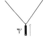 iplusmile Collar De Urna Para Cenizas Colgante Abierto De Acero Inoxidable Incrustación De Diamante, Color Negro, Un Juego Cadena y Embudo, Joyería Conmemorativa Para Uso Diario y Recuerdo Especial