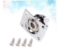 iplusmile Conector De Clavija De Guitarra De Cobre De 6,35 Mm Con Placa Cromada Cuadrada y Tornillos De Montaje, Conector De Para Guitarra Eléctrica, Reemplazo Profesional Para Instrumentos