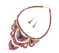 iplusmile Conjunto de Collar y Pendientes Bohemios Estilo Étnico en Color Verde Material de Resina, Diseño Tribal Elegante para Fiestas de Cumpleaños y Reuniones Habituales Varios estilos