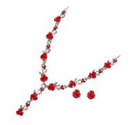 iplusmile Conjunto de Joyas de Rosas para Mujer Collar y Pendientes en Aleación Ligera Color Rojo Accesorio Elegante para Bodas y Fiestas Set de Joyería Nupcial Femenino