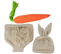 iplusmile Conjunto de Recién Nacido para Sesión de Fotos Traje de Ñiño Tejido a Crochet Gorro de Conejito y Pantalones 0-2 Meses Hilo de Lana Suave Transpirable y Cálido Accesorios