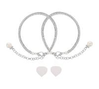 iplusmile Correas de Hebilla para Tacones Altos Cordones Intercambiables y Tiras de Cadena, Decoradas Gemas de Imitación y Perlas Antideslizantes, Plata, 29.50x1.00x1.00cm, para Mujer