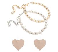 iplusmile Correas para Tacones Altos Cuentas de Perlas y Cadena Decorativa Antideslizantes Desmontables Pegatinas Adhesivas Paquete de 2 Pares para Zapatos de Novia y Calzado de Vestir