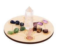 iplusmile Cristales Naturales de Meditación y Adivinación en Juego de 7 Piezas Base de Madera, Decoración para Altar y Hogar, Accesorio Espiritual para Meditación y Rituales, Adecuado