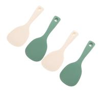 iplusmile Cuchara para Arroz de Silicona Alimentaria Antiadherente Resistente al Calor Mango Largo Set 4 Piezas 2 Beige 2 Verde Cuchara Vertical Autoportante para Cocina y Olla