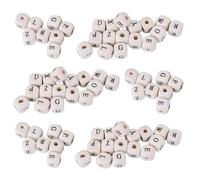 iplusmile Cuentas Cúbicas de Madera Letras Alfabeto 10X10 MM 400 Piezas Sueltas Color Natural para Pulseras Collares y Manualidades DIY