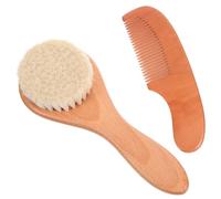 iplusmile Cuidado Recién Nacido Cepillo y Peine de Lana Natural para Masaje Suave y Cuidado Diario Ligero y Cómodo para Niña para Higiene y Relajación de Dormir
