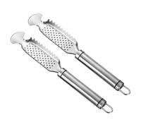 iplusmile Descamador de Pescado Acero Inoxidable 2 Piezas Raspador Manual Utensilio Cocina para Limpieza Escamas Mariscos Doméstico y Camping Fácil Uso Seguro Antideslizante