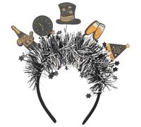 iplusmile Diadema Brillante de Oropel con Sombrero Reloj para Fiesta de Año Accesorio Ligero y Cómodo para Navidad y Celebraciones