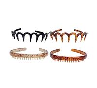 iplusmile Diadema Cabello Unisex 4 Piezas Resistente a Impactos Dientes Antiderrapantes, Plástico Duro, Diseño u y Forma Dentada, Adecuado Para Uso Diario y Deporte