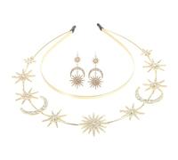 iplusmile Diadema de Diosa Estrellas y Luna Tocado de Doble Capa para Fiesta de Cumpleaños Baile de Graduación Banda de Princesa