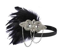 iplusmile Diadema De Plumas Años Pedrería Accesorio Para Cóctel y Disfraces Locos Años Mujer Para Fiestas Temáticas y Eventos De Moda