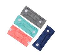 iplusmile Diadema Deportiva con Botón para Mascarilla 4 Piezas, Absorbente de Sudor, Talla Ajustable, Transpirable, para Mujer Dinámica y Niñas, Uso Fitness y Running, Colores Variados