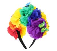 iplusmile Diadema Floral Mexicana Colorida Para Mujer 1 Unidad Tamaño Único Flores Artificiales Suaves Para Fiestas, Halloween, Festivales y Disfraces