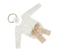 iplusmile Diadema Lazo y Mameluco de Encaje para Recién Nacido Niña, Traje de Fotografía para Sesión de Fotos, Set de 2 Piezas para Bebés