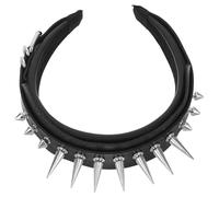 iplusmile Diadema Punk con Remaches y Púas de Metal Banda Ancha Ajustable de Cuero Sintético Negro Accesorio Cabello Estilo Gótico Adecuado para Fiestas Festivales de Música y Disfraces