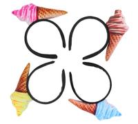 iplusmile Diademas de Helado para Mujer 4 Piezas, Accesorios de Tela en Colores Rosa, Marrón, Amarillo y Azul, Bandas Cabello Ligeras y Cómodas para Fiestas, Carnaval y
