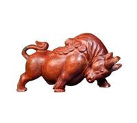 iplusmile Escultura Miniatura Toro Tallada Mano Madera de Sangre Adorno Decorativo Delicado para Oficina y Hogar Figura Taurina Estable y Práctica Regalo Artístico Artesanal