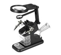 iplusmile Estación Soldadura y LED Ajustables Luz de Trabajo con Soporte y Abrazadera para Reparación Electrónica Herramienta Auxiliar de Soldadura con Aumento y Pinza Segura