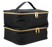 iplusmile Estuche Organizador Portátil para Esmaltes de Uñas Doble Capa Capacidad para 30 Frascos Material de Metal Esponja y Nailon Resistente Bolsa Negra Adecuado para Manicura y