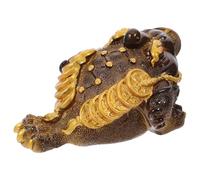 iplusmile Figura de Sapo de Resina Que Cambia de Color para Té Rana Suerte Dorada Feng Shui Moneda Decoración Tradicional China para Prosperidad y Rituales del Té Amuleto de Fortuna