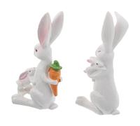 iplusmile Figuras de Conejito de Pascua Decorativas de Resina 2 Pcs, Adornos de Conejo Madre E Hijo para Decoración de Mesa y Escritorio, Accesorios Compactos para Decoración del Hogar