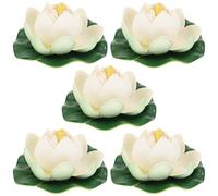 iplusmile Flores de Loto Simuladas Flotantes 5 Piezas 10 Cm Color Amarillo Crema de Espuma para Decoración de Estanques de Jardín y Ambientes Interiores y Exteriores