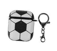 iplusmile Funda Protectora de Cuero PU para Auriculares con Diseño de Balón de Fútbol Compatible con Airpods ª y ª Generación Ligera y Portátil con Gancho y Orificio de Carga