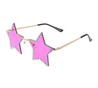 iplusmile Gafas de Sol sin Montura en Forma de Estrella Pentagonal, Brillantes Decorativos, Lentes Transparentes Morado Claro, para Mujer, Gafas de Sol Festival y Fiesta, Protección Uv,