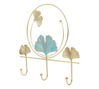 iplusmile Ganchos de Pared de Hierro para Colgar Llaves y Abrigos, Diseño de Hojas Pintadas en Color Oro, 3 Ganchos para Recibidor, Vestidor y Puerta, Almacenamiento Funcional y Decorativo