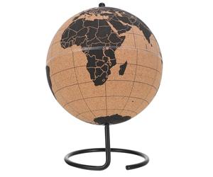 iplusmile Globo Terráqueo de Corcho Negro de Sobremesa, Adorno de Oficina con Soporte Estable, Objeto Artesanal para Escritorio y Recurso Didáctico, Estilo Nórdico