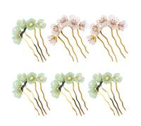 iplusmile Horquillas Cabello Chinas Vintage, 3 Pares (1 Color Marfil 2 Verdes), Accesorio Floral Esmaltado para Bodas y Estilo Tradicional Hanfu, Pinzas Decorativas para Mujer, Toque Retro