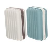 iplusmile Jabonera de Viaje a Prueba de Fugas con Tapa Soporte de Plástico Ligero 2 Piezas Blanco y Azul Niebla Caja Portátil para Jabón en Barra Adecuado para Camping y Uso Doméstico