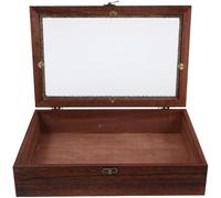 iplusmile Joyero de Madera con Tapa de Cristal y Cajón Grande Caja de Almacenamiento Vintage para Té Maquillaje y Objetos Pequeños Organizador Decorativo Multifuncional para Hogar